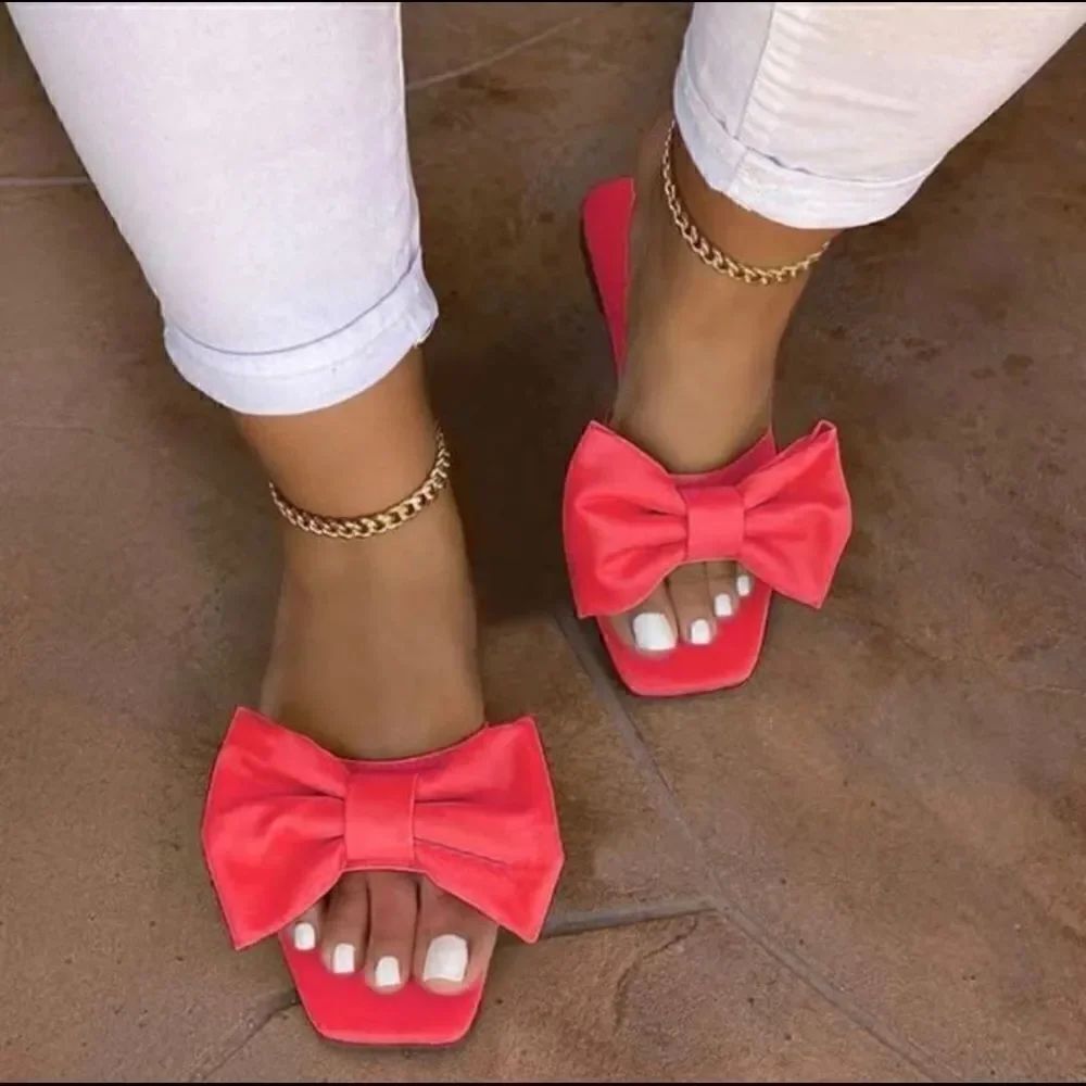 Pink Bow Slide Sandals - Picture 1 of 3